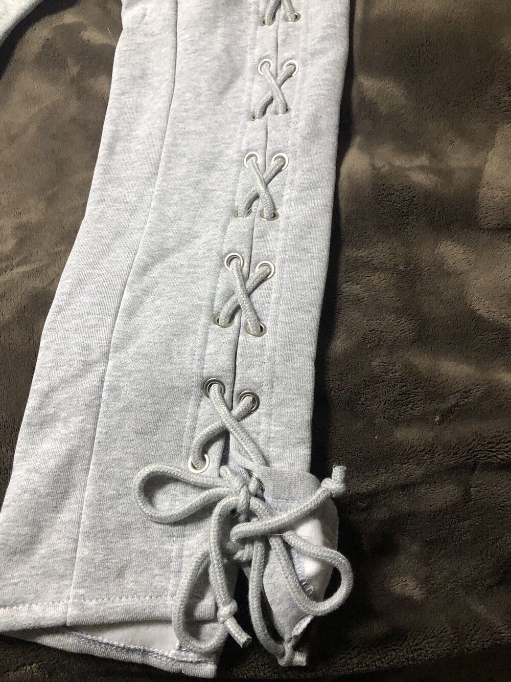 Luxe Allure Lace-Up Grey Womens Sweatpants Size XS - Picture 2 of 7